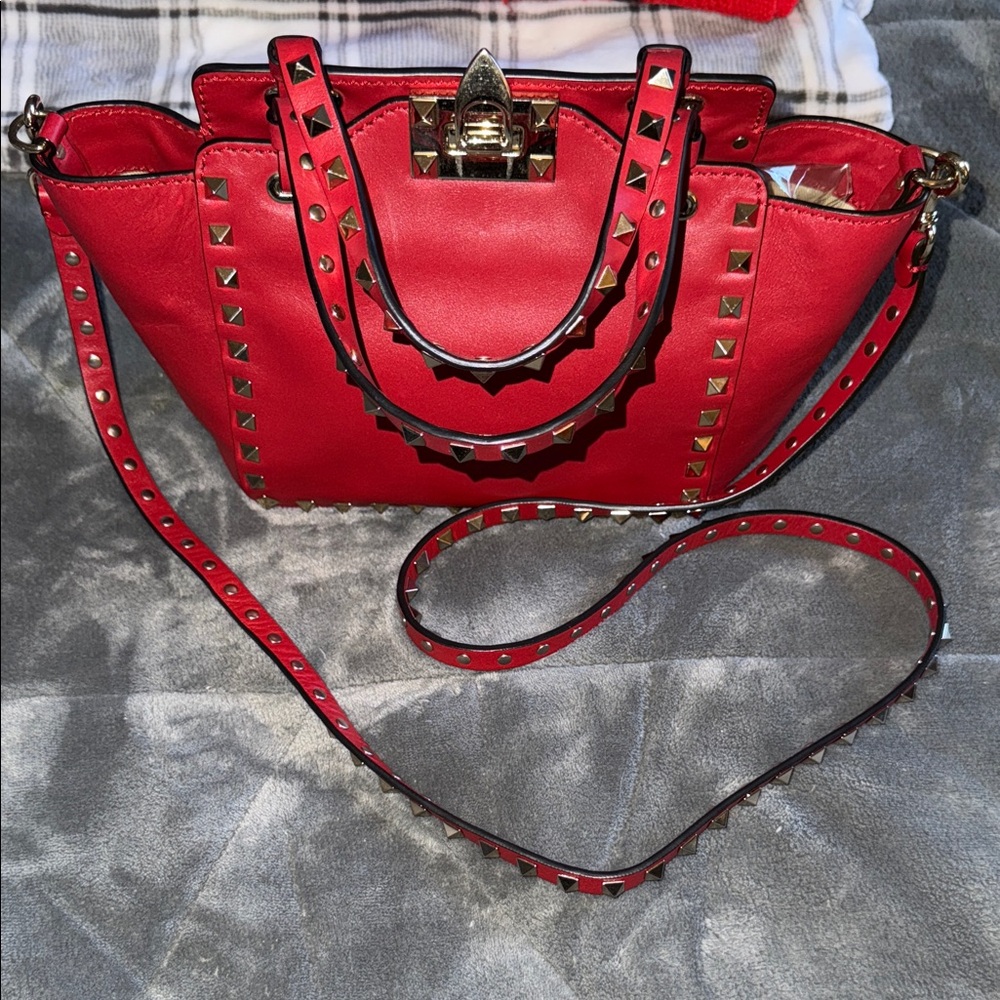 Preloved Valentino Garavani mini Rockstud 2 way bag excellent condition RED
